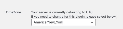 Graphic showing the Time Zone setting choice on the settings page. 